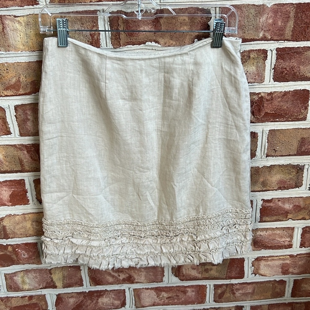Tommy Bahama linen with cotton lining side zip ruffle skirt size 4